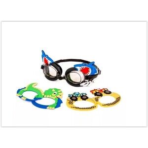 EyePop Shark 3-in-1 Swim Goggle Set for Children, Multi-Color, Unisex.